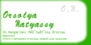 orsolya matyassy business card